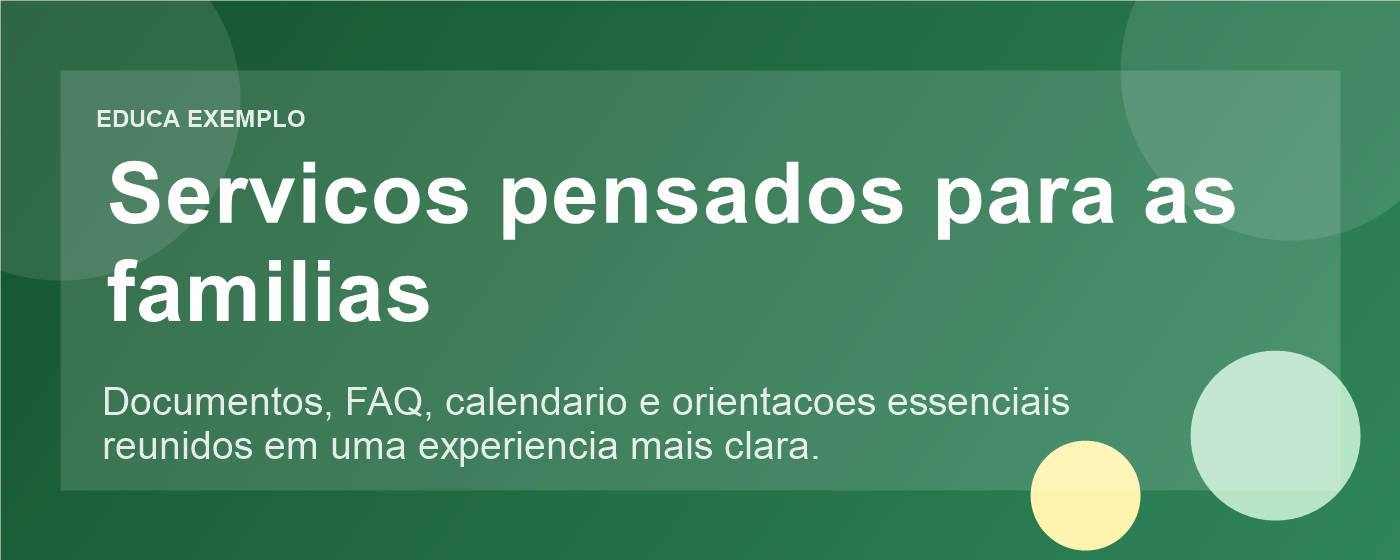 Banner ilustrado com servicos e atendimento as familias