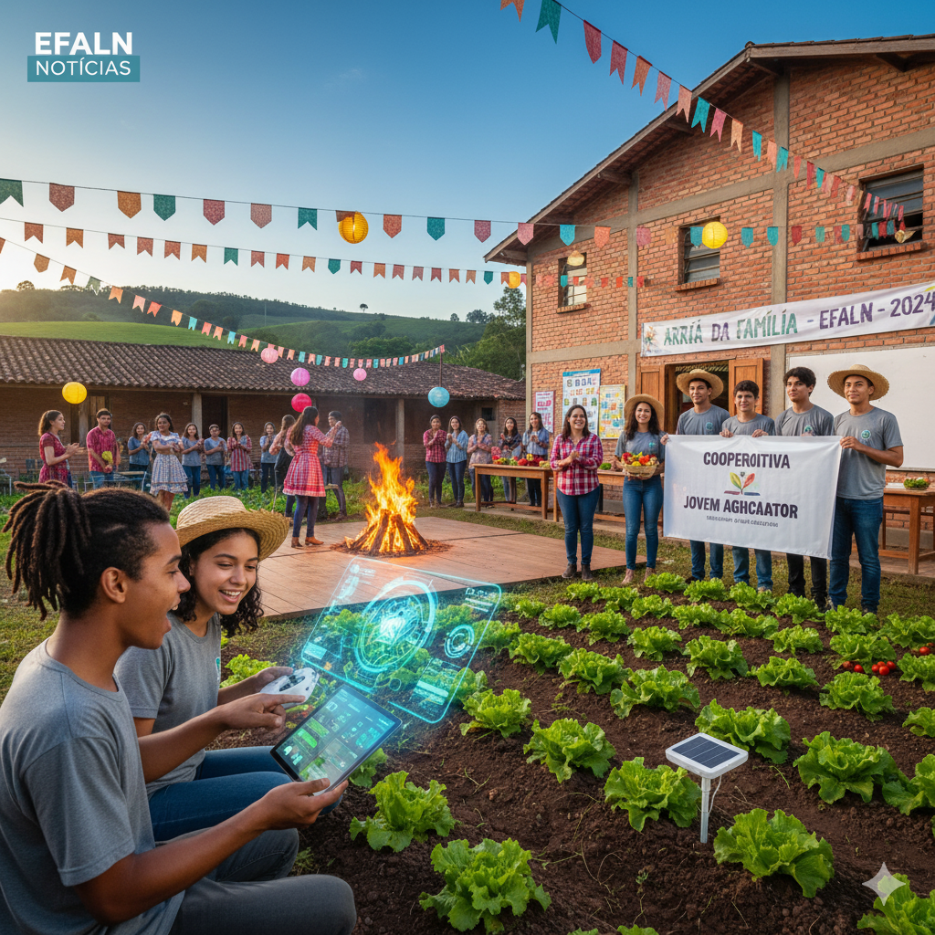 Estudantes da Escola Família Agrícola em atividade no campo
